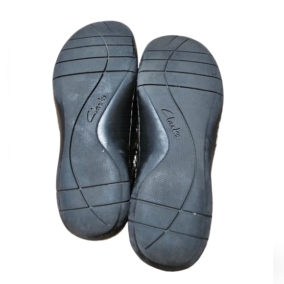 Clarks unloop black slip on shoe size 8M leather flats shoes - Picture 6 of 9